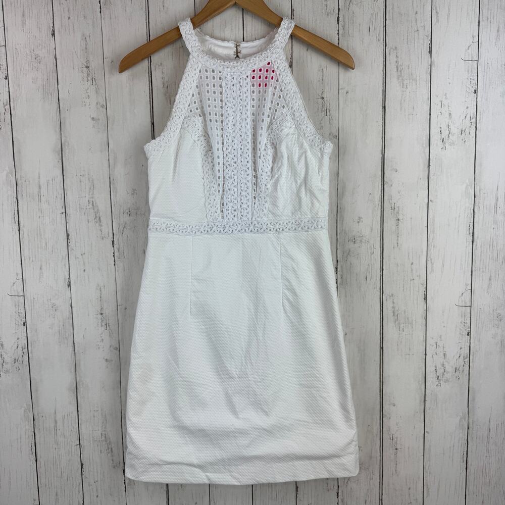 Lilly Pulitzer Resort White Lace Charlize Stretch Shift Halter Mini Dress Size 0 - Picture 2 of 16